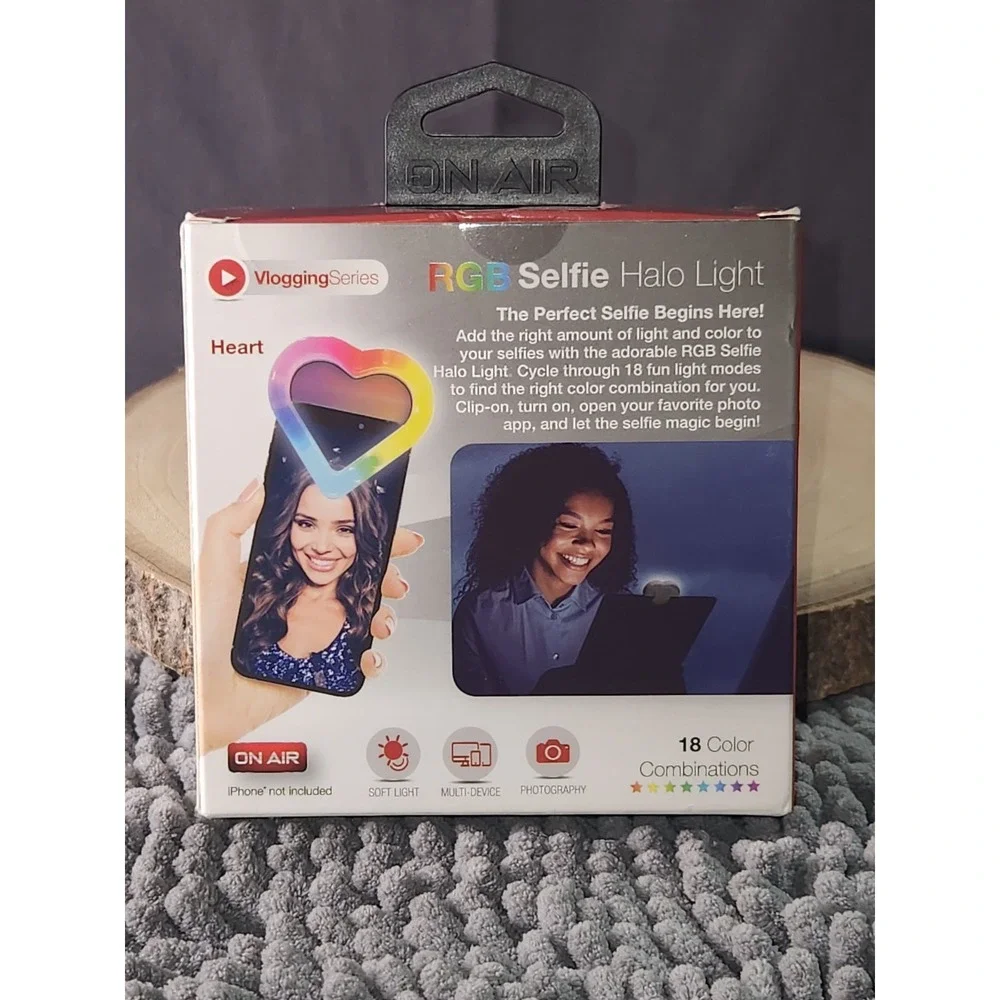 *BRAND NEW* ON AIR RGB Selfie Halo Light (Heart Shape / Multi - Color)Clip‎ On